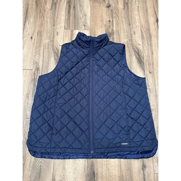 Lands End 3X Womens Quilted Navy Puffer Vest With Full Zip Lightweight Warm Poly - Picture 1 of 11